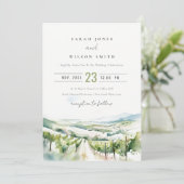 Invitation Soft Pastel Watercolor Vineyard Landscape Wedding (Debout devant)