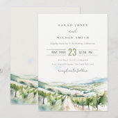 Invitation Soft Pastel Watercolor Vineyard Landscape Wedding (Devant / Derrière)