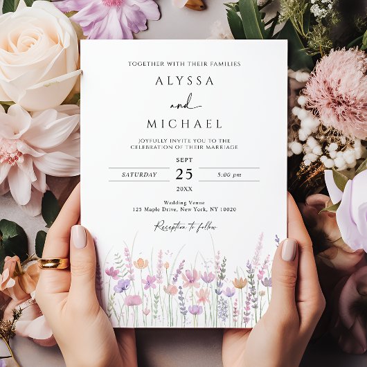 Invitation Soft Pastel Wildflower Wedding