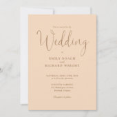 Invitation Soft Peach All In One Elegant Script Mariage (Devant)