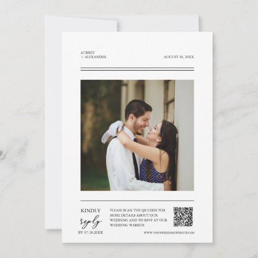 Invitation Soft Peach Boho QR Code Mariage Photo (Dos)