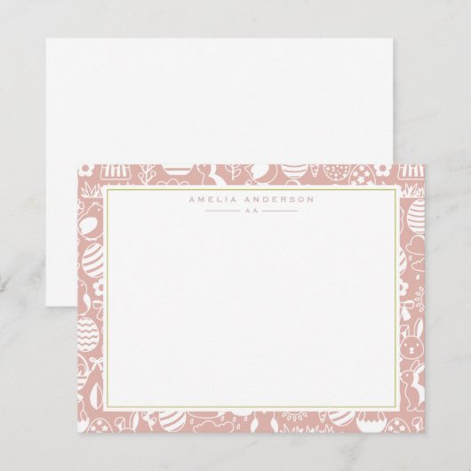 Invitation Soft Peach Easter Egg Frame Note Card (Devant / Derrière)