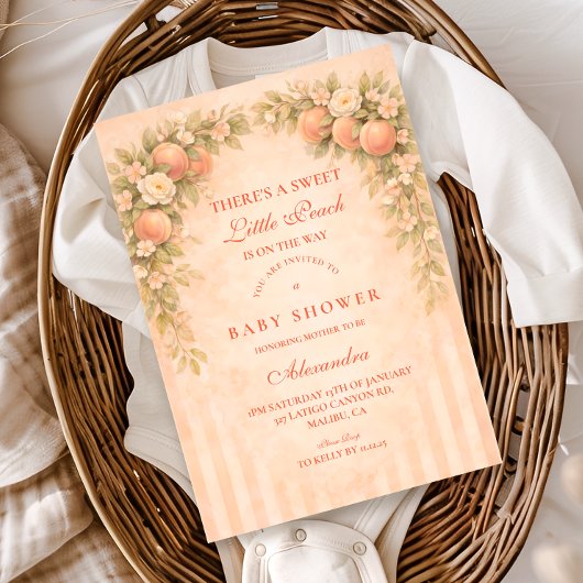 Invitation Soft Peach Floral Baby Shower