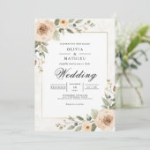 Invitation Soft Peach Foliage Accent Wedding (Debout devant)