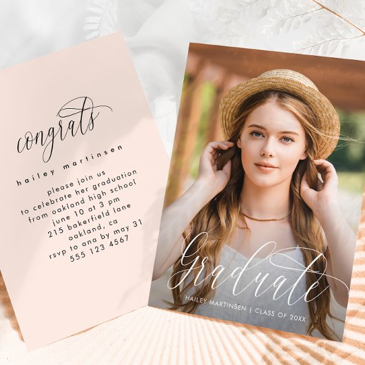 Invitation Soft Peach Photo Party