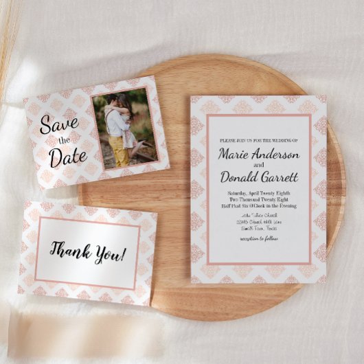 Invitation Soft Peachy Blush Damask