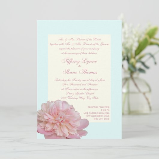 Invitation Soft Peony Mariage élégant (Debout devant)