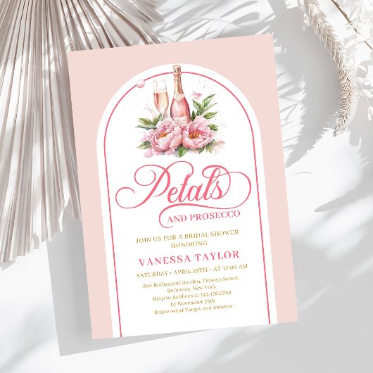 Invitation Soft petals and prosecco invite editable design