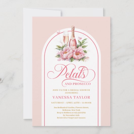 Invitation Soft petals and prosecco invite editable design (Devant)