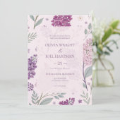Invitation Soft Pink and Purple Lilac Floral Wedding  (Debout devant)