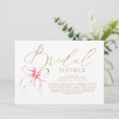 Invitation Soft Pink Bow Elegant Romantic Bridal Shower (Debout devant)