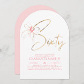 Invitation Soft Pink Bow Elegant Romantic Chic 60th Birthday (Devant / Derrière)