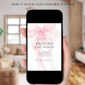 Invitation Soft Pink Bow Text Overlay Baby Shower