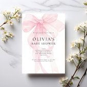 Invitation Soft Pink Bow Text Overlay Baby Shower