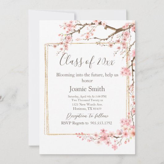 Invitation Soft Pink Cherry Blossom Graduation (Devant)