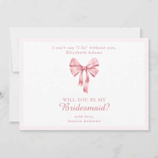 Invitation Soft Pink Coquette Bow Veux-tu ? (Devant)