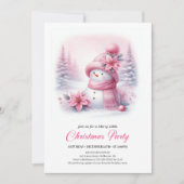Invitation Soft Pink Coquette Snowman Digital Kids Christmas  (Devant)