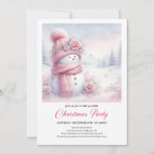 Invitation Soft Pink Coquette Snowman Editable Christmas Kids (Devant)