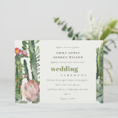 INVITATION SOFT PINK FLORAL DESERT CACTI WATERCOLOR MARIAGE (Debout devant)
