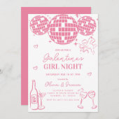 Invitation Soft Pink Galentine's Girls Night Party (Devant / Derrière)