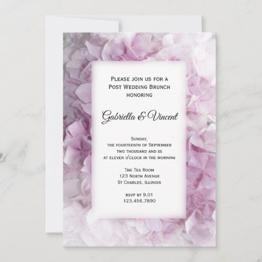 Invitation Soft Pink Hydrangea Post Mariage Brunch (Devant)