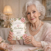 Invitation Soft Pink Magnolia and Peony 101st Birthday