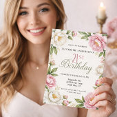 Invitation Soft Pink Magnolia and Peony 21st Birthday 