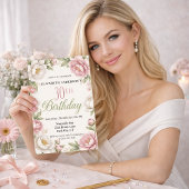 Invitation Soft Pink Magnolia and Peony 30th Birthday 