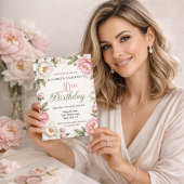 Invitation Soft Pink Magnolia and Peony 40th Birthday 