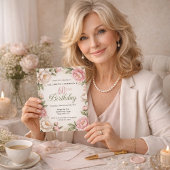 Invitation Soft Pink Magnolia and Peony 60th Birthday 