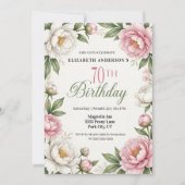 Invitation Soft Pink Magnolia and Peony 70th Birthday  (Devant)