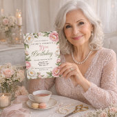 Invitation Soft Pink Magnolia and Peony 70th Birthday 