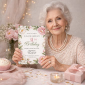 Invitation Soft Pink Magnolia and Peony 98th Birthday 