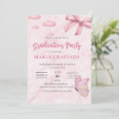 Invitation Soft Pink Marble Graduation Party (Debout devant)