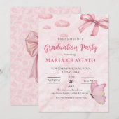 Invitation Soft Pink Marble Graduation Party (Devant / Derrière)
