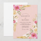 Invitation Soft Pink Ornate Botanical Wedding (Devant / Derrière)