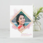 Invitation Soft Pink Pastel et Gold Diamond Graduation Invit (Debout devant)