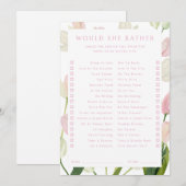 Invitation Soft Pink Tulip Bridal Would She Rather Game Card (Devant / Derrière)