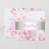 Invitation Soft Pink & White Flowers Party (Devant / Derrière)