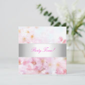 Invitation Soft Pink & White Flowers Party (Debout devant)