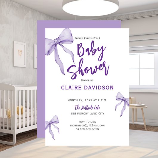 Invitation Soft Purple Baby Shower