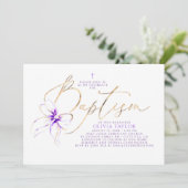 Invitation Soft Purple Bow Elegant Minimalist Modern Baptism (Debout devant)