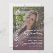 Invitation Soft Purple Memorial Large Photo White Text (Devant)