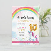 Invitation Soft Rainbow Arch Confetti Girl 10th Birthday (Debout devant)