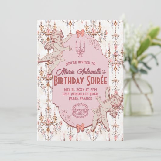 Invitation Soft Renaissance Rococo Fête d'Anniversaire esthét (Debout devant)