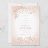 Invitation Soft Romantic Floral Musc Baby shower rose (Devant)