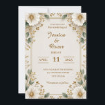 Invitation Soft Romantic Gold Floral Pattes Mariage<br><div class="desc">Un arrière - plan faire-part de mariage doux et romantique, avec une toile d'ivoire élégante ornée de délicats motifs floraux d'or le long des bords. Les détails complexes ajoutent une touche de sophistication, tandis que le centre vide offre un grand espace pour le texte personnalisé. Parfait pour la papeterie de...</div>