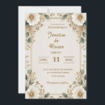 Invitation Soft Romantic Gold Floral Pattes Mariage<br><div class="desc">Un arrière - plan faire-part de mariage doux et romantique, avec une toile d'ivoire élégante ornée de délicats motifs floraux d'or le long des bords. Les détails complexes ajoutent une touche de sophistication, tandis que le centre vide offre un grand espace pour le texte personnalisé. Parfait pour la papeterie de...</div>