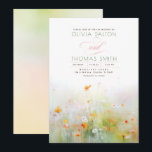 Invitation Soft Romantic Meadow Fleurs sauvages Mariage d'été<br><div class="desc">Une élégante invitation au mariage, parfaite pour les couples qui chérissent le naturalisme, la simplicité et la sérénité de la nature. Cette invitation présente des fleurs de prairie délicates, rendues dans une aquarelle brumeuse, douce et rêveuse qui saisit l'essence d'un champ tranquille. Le design, baigné de douces couleurs pastel, dégage...</div>