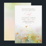 Invitation Soft Romantic Meadow Fleurs sauvages Mariage d'été<br><div class="desc">Une élégante invitation au mariage, parfaite pour les couples qui chérissent le naturalisme, la simplicité et la sérénité de la nature. Cette invitation présente des fleurs de prairie délicates, rendues dans une aquarelle brumeuse, douce et rêveuse qui saisit l'essence d'un champ tranquille. Le design, baigné de douces couleurs pastel, dégage...</div>
